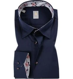 Jacques Britt Hemd Messina Mix 662130/19 Slim Fit, Twill, Dunkelblau