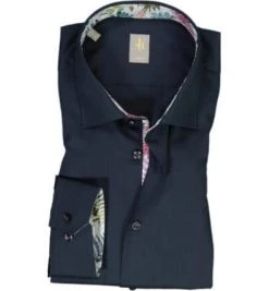 Jacques Britt Hemd Como Mix 662080/19 Slim Fit, Popeline, Navy, Dunkelblau