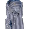 Jacques Britt Hemd Messina Mix 662010/19 Slim Fit, Popeline, Weiß-dunkelblau gestreift, Dunkelblau