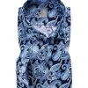 Jacques Britt Hemd Como 662060 Slim Fit, Popeline, Dunkelblau gemustert, Blau