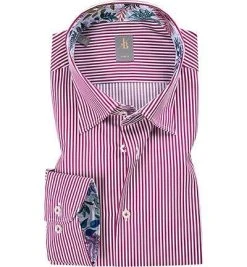 Jacques Britt Hemd Messina Mix 6620 Slim Fit, Popeline, Weiß-pink gestreift, Pink