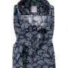 Jacques Britt Hemd Como 632120 Custom Fit, Baumwolle, Navy gemustert, Blau