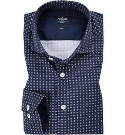 HACKETT Hemd HM307845/5AL Slim Fit, Baumwolle, Marineblau-weiß gemustert, Blau