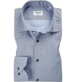 Stenströms Hemd 712751/7159/271 Slimline, Baumwolle, Himmelblau gemustert, Blau