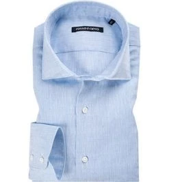 rosso e nero Hemd P6/03 Slim Fit, Reines Leinen, Hellblau meliert, Hellblau