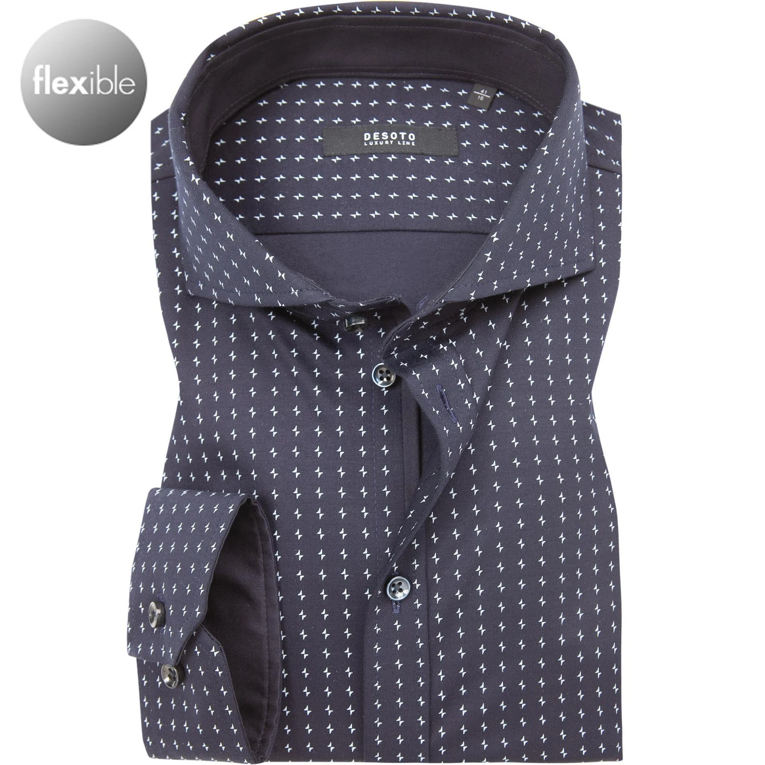 DESOTO Luxury Hemd Hai 98508-30/595 Jersey, Dunkelblau gemustert, Dunkelblau-weiß 1 DESOTO Luxury Hemd Hai 98508-30/595 Jersey, Dunkelblau gemustert, Dunkelblau-weiß