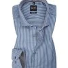 OLYMP Level Five Body Fit 69EL 2000/49/13 Hemd, Baumwoll, Extra langer Arm, Marineblau-weiß gemustert, Rauchblau