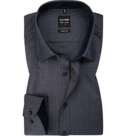 OLYMP Level Five Body Fit 69EL 2028/49/28 Hemd, Baumwolle, Extra langer Arm, Blau-braun gemustert, Braun