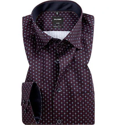 OLYMP Luxor Modern Fit 69EL 1212/49/39 Hemd, Popeline, Extra langer Arm, Dunkelrot-navy gemustert, Dunkelrot 1 OLYMP Luxor Modern Fit 69EL 1212/49/39 Hemd, Popeline, Extra langer Arm, Dunkelrot-navy gemustert, Dunkelrot