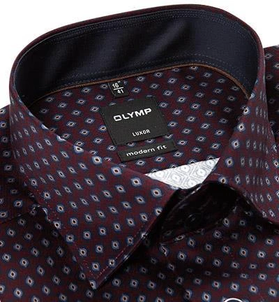 OLYMP Luxor Modern Fit 69EL 1212/49/39 Hemd, Popeline, Extra langer Arm, Dunkelrot-navy gemustert, Dunkelrot 2 OLYMP Luxor Modern Fit 69EL 1212/49/39 Hemd, Popeline, Extra langer Arm, Dunkelrot-navy gemustert, Dunkelrot – Bild 2