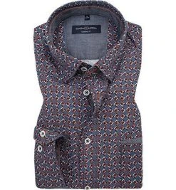 CasaModa Casual Fit 1/1 under B.D. 493251300/450 Hemd, Baumwolle, Marineblau-orange gemustert, Orange
