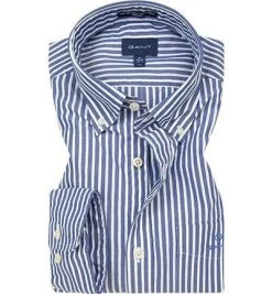 Gant Hemd 3062000/436 Regular Fit, Popeline, Blau-weiß gestreift, Jeansblau