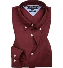 Tommy Hilfiger Hemd MW0MW12153/XUU Slim Fit, Baumwolle, Bordeaux, Weinrot