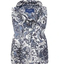 ETON Hemd 1000/00012/15 Slim Fit, Twill, Grau-blau gemustert, Graublau
