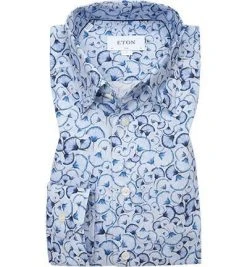 ETON Hemd 1000/000/25 Slim Fit, Twill, Hellblau gemustert, Blau