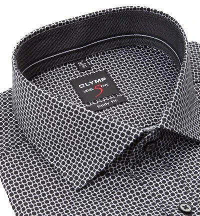 OLYMP Level Five Body Fit 2078/44/68 Hemd, Baumwolle, Schwarz-weiß gemustert, Schwarz 2 OLYMP Level Five Body Fit 2078/44/68 Hemd, Baumwolle, Schwarz-weiß gemustert, Schwarz – Bild 2