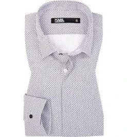 KARL LAGERFELD Hemd 605111/60/592648/010 Modern Fit, Popeline, Weiß-schwarz gemustert, Weiß-schwarz