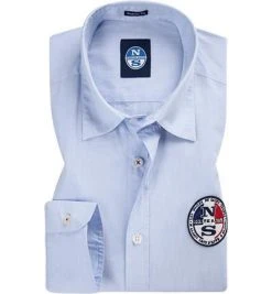 NORTH SAILS Hemd 404515-000/C001 Regular Fit, Baumwolle, Hellblau-weiß gestreift, Hellblau