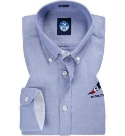 NORTH SAILS Hemd 404514-000/C001 Regular Fit, Baumwolle, Marineblau meliert, Hellbau
