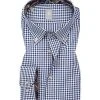 Jacques Britt Hemd Treviso Mix 662220/17 Slim Fit, Baumwolle, Navy-weiß kariert, Dunkelblau