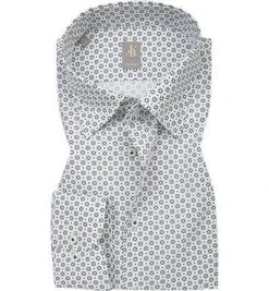 Jacques Britt Hemd Messina 632450/74 Custom Fit, Baumwolle, Dunkelgrün-weiß gemustert, Grün