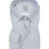 Jacques Britt Hemd Messina 662450/16 Slim Fit, Baumwolle, Marineblau-weiß gemustert, Blau