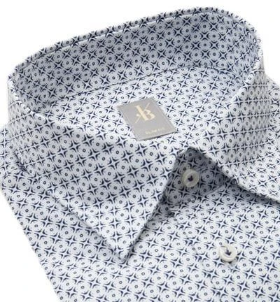 Jacques Britt Hemd Messina 662450/16 Slim Fit, Baumwolle, Marineblau-weiß gemustert, Blau 2 Jacques Britt Hemd Messina 662450/16 Slim Fit, Baumwolle, Marineblau-weiß gemustert, Blau – Bild 2