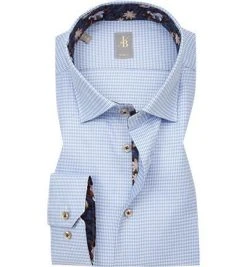 Jacques Britt Hemd Como Mix 662280/11 Slim Fit, Baumwolle, Hellblau-weiß gemustert, Hellblau