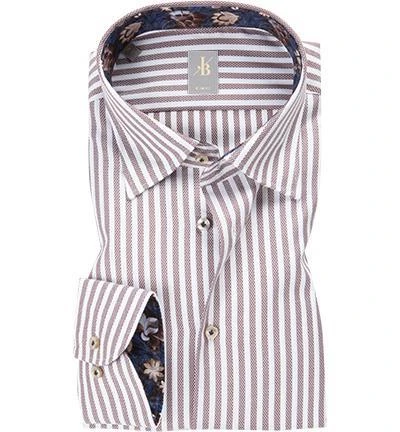 Jacques Britt Hemd Messina Mix 6622/26 Slim Fit, Baumwolle, Haselnussbraun-weiß gestreift, Braun 1 Jacques Britt Hemd Messina Mix 6622/26 Slim Fit, Baumwolle, Haselnussbraun-weiß gestreift, Braun