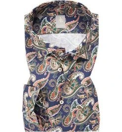 Jacques Britt Hemd Como 632230/16 Custom Fit, Baumwolle, Multicolour gemustert, Blau