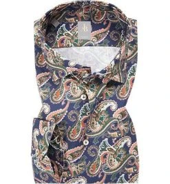 Jacques Britt Hemd Como 662230/16 Slim Fit, Baumwolle, Multicolour gemustert, Blau