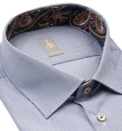 Jacques Britt Hemd Como Mix 632210/17 Custom Fit, Baumwolle, Navy-weiß gestreift, Blau 2 Jacques Britt Hemd Como Mix 632210/17 Custom Fit, Baumwolle, Navy-weiß gestreift, Blau – Bild 2