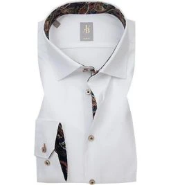 Jacques Britt Hemd Como Mix 662200/01 Slim Fit, Baumwolle, Weiß