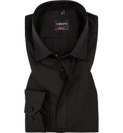 Venti Hemd Body Fit 69 EL 001429/800 Chambray, Extra langer Arm, Schwarz