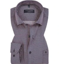 CasaModa Hemd 493286700/400 Comfort Fit, Baumwolle, Marine-rot gemustert, Rot