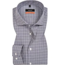 Seidensticker Hemd 664907/17 Slim Fit, Baumwolle, Marine-weiß kariert, Dunkelblau