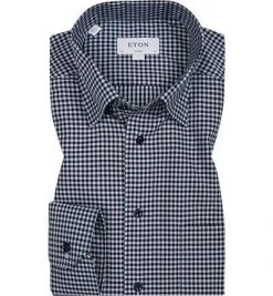 ETON Hemd 1000/00055/27 Classic Fit, Twill, Navy-hellblau kariert, Blau
