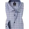 OLYMP Luxor Modern Fit 69EL 1221/49/13 Hemd, Baumwolle, Extra langer Arm, Hellblau kariert, Rauchblau