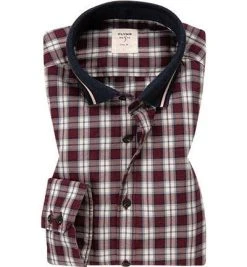 OLYMP Level Five Body Fit 3009/44/35 Hemd, Twill, Dunkelrot kariert, Rot