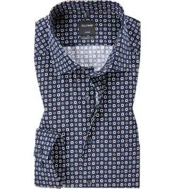 OLYMP Luxor Modern Fit 69EL 1207/49/28 Hemd, Baumwolle, Extra langer Arm, Dunkelblau gemustert, Dunkelblau