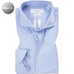 BALDESSARINI Hemd 41247/000/04944/6603 Tailored Fit, Popeline, Hellblau kariert, Blau kariert