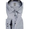 Jacques Britt Hemd Messina Mix 6322/16 Custom Fit, Baumwolle, Navy-weiß gestreift, Dunkelblau-weiß