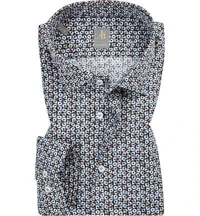 Jacques Britt Hemd Como 632310/26 Custom Fit, Baumwolle, Taubenblau-weiß gemustert, Braun 1 Jacques Britt Hemd Como 632310/26 Custom Fit, Baumwolle, Taubenblau-weiß gemustert, Braun