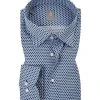 Jacques Britt Hemd Messina 662480/14 Slim Fit, Baumwolle, Marine-weiß gemustert, Blau