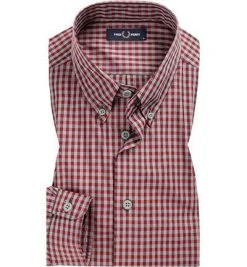 Fred Perry Hemd M7569/H79 Baumwolle, Dunkelrot-grau kariert, Rot