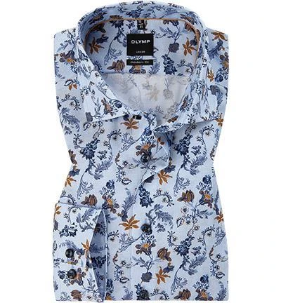 OLYMP Luxor Modern Fit 69EL 1229/49/58 Hemd, Baumwolle, Extra langer Arm, Bleu-messing gemustert, Blau 1 OLYMP Luxor Modern Fit 69EL 1229/49/58 Hemd, Baumwolle, Extra langer Arm, Bleu-messing gemustert, Blau