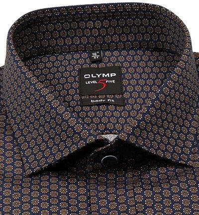 OLYMP Level Five Body Fit 69EL 2001/49/28 Hemd, Popeline, Extra langer Arm, Marine-messing gemustert, Marine-braun 2 OLYMP Level Five Body Fit 69EL 2001/49/28 Hemd, Popeline, Extra langer Arm, Marine-messing gemustert, Marine-braun – Bild 2