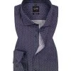 OLYMP Level Five Body Fit 69EL 2001/49/39 Hemd, Popeline, Extra langer Arm, Barolo-hellblau gemustert, Dunkelrot-blau
