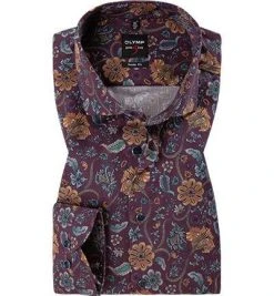 OLYMP Level Five Body Fit 69EL 2009/49/39 Hemd, Baumwolle, Extra langer Arm, Multicolour gemustert, Dunkelrot