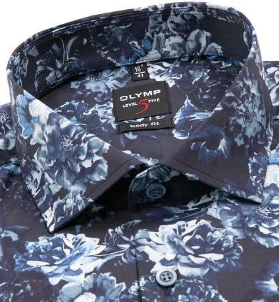 OLYMP Level Five Body Fit 2037/44/11 Hemd, Popeline, Nachtblau gemustert , Dunkelblau 2 OLYMP Level Five Body Fit 2037/44/11 Hemd, Popeline, Nachtblau gemustert , Dunkelblau – Bild 2